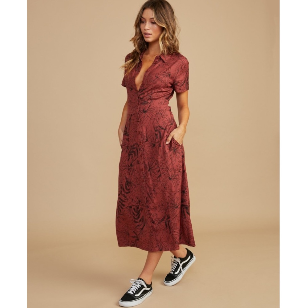 🔥🔥RVCA - BUTTON DOWN MIDI DRESS🔥🔥 - Picture 7 of 8